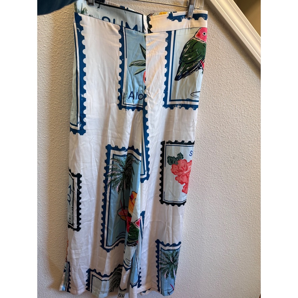 Ador Seamless Tropical Stamp Print Wide Leg Elastic Waist Trousers Large NWT - Picture 5 of 5
